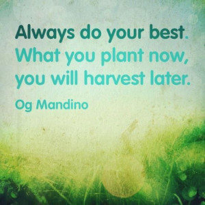 ... do your best. What you plant now, you will harvest later.