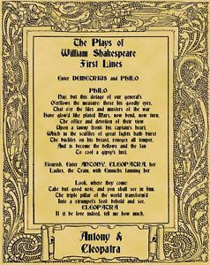... Parchment-Poster-Literary-First-Lines-Shakespeare-Antony-and-Cleopatra