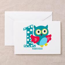 Cute First Birthday Owl Greeting Card for