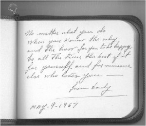 Father's good wishes for our grammar school graduation.