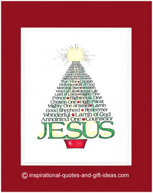 christmas tree with names of Jesus