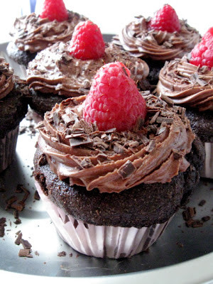 Double Dark Chocolate Raspberry Namaste Cupcakes (gluten-free, vegan)