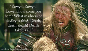 Éomer after finding Éowyn on the battlefield, The Return of the ...