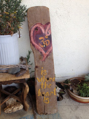 Yoga quote painted on wood Om is where the heart is by FetchingArt, $ ...