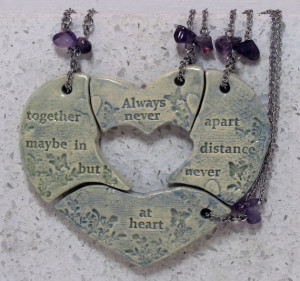 necklaces set of 4 puzzle pieces Heart with friendship quote ...