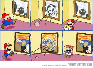 Funny photos funny Mario Bros paintings The Scream