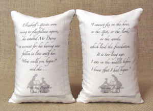 Elizabeth and Darcy bookends/shelf pillows