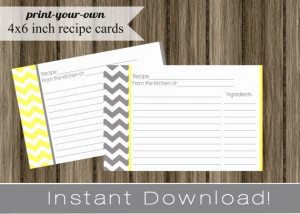 ... yellow and gray chevron INSTANT DOWNLOAD digital Print Your Own 4x6