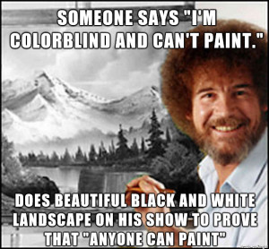 Bob Ross painted a beautiful black and white landscape on his show to ...