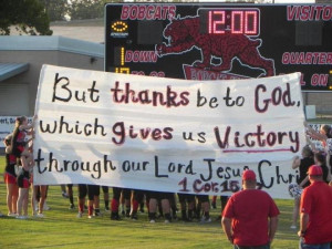 ... Cheerleaders Can Display Banners with Bible Verses at Football Games