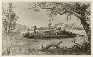 Flatboatsin Fog on the Mississippi'