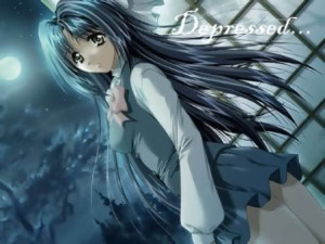 depressed anime girl Image