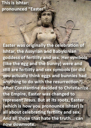 Easter was originally the celebration of Ishtar- pronounced- Easter ...