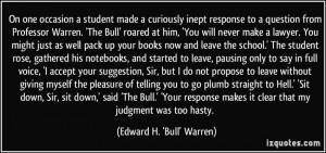 inept response to a question from Professor Warren. 'The Bull ...