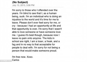 Heartbreaking: In the letter the teenager from Valencia County, New ...