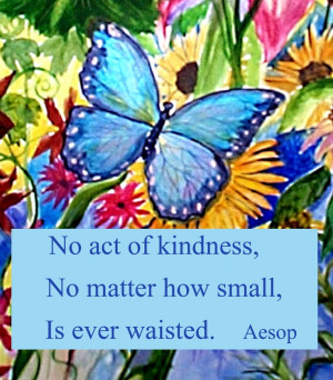Blue Butterfly Garden Kindness Quote