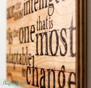 Inspirational Darwin Wall Quote Print on Wood Grain by RightGrain, $40 ...