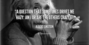question that sometimes drives me hazy: am I or are the others crazy ...