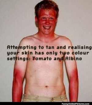 funny pic depicting an attempt and fail at trying to tan!