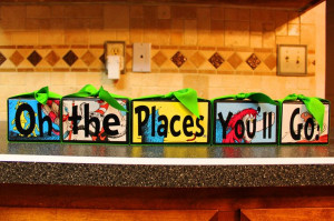 custom listing Wooden quote blocks: Dr. Seuss and vintage book ...