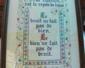 Pretty Vintage Framed French Saying in Caligraphy ...