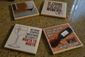 Funny Wine Quote Coaster Set