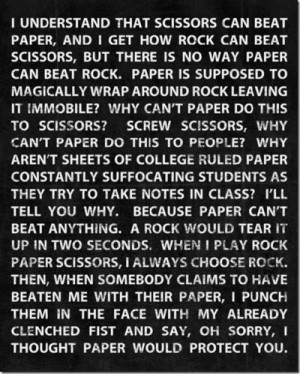 funny rock paper scissors quote