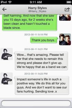 Harry's DM to a fan about self harm.! Awhh he's such a cutie.! :) More
