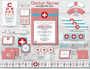 Doctor Nurse Party Package - Birthday or Graduation Party - Diy ...