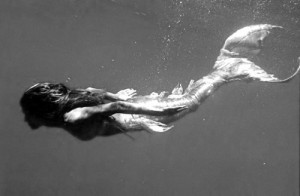 Black and White beautiful water ocean mermaid soft grunge
