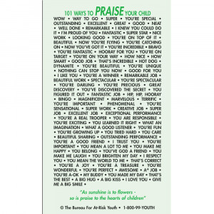 Positive Parenting Magnet: 101 Ways to Praise Your Child (25 Pack)