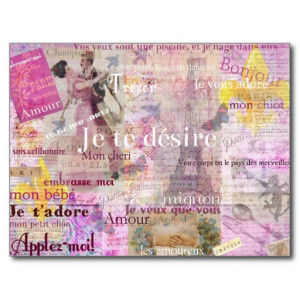 romantic_french_love_phrases_vintage_paris_art_postcard ...