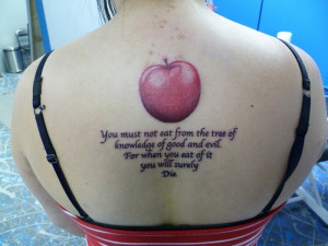 Apple and Quote Tattoo