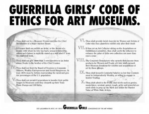 copyright 1989 by guerrilla girls guerrilla girls code of ethics for ...