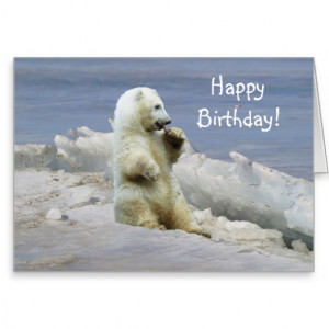 Cute Polar Bear Cub & Arctic Ice Birthday Greeting Cards
