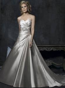Cost-efficient Simple Style Ball Gown Sweetheart Ruched Beading Satin ...