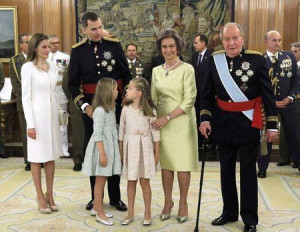 Spain's King Juan Carlos and Queen Sofia, new King Felipe VI, her wife ...