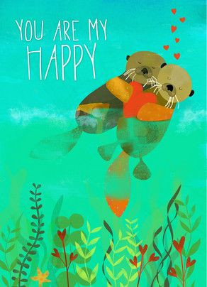 Happy Otter Love Romantic Valentine's Day Card