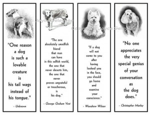 Printable Bookmarks, Dogs in Pencil With Quotes About Dogs, Black and ...