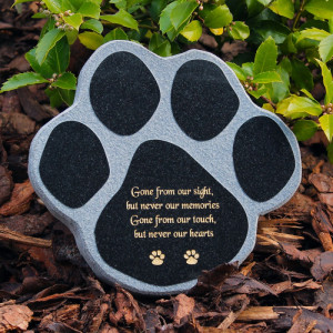 Engraved Black Granite Paw Print Pet Memorials