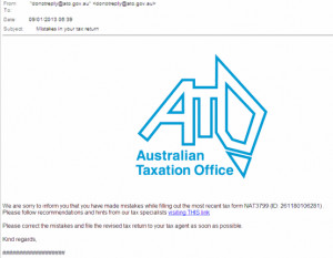 This scam email appears to be from an ato.gov.au email address and ...