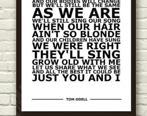 Tom Odell - Grow Old With Me - White Lyric Art Typography Print Poster ...