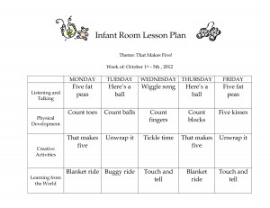 Infant Room Lesson Plan Theme That Makes Five Week Of picture