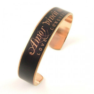 Skinny Cuff Bracelet - Virgil Latin Quote Love Conquers All