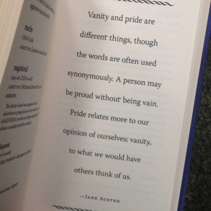 Jane Austen quote on pride vs. vanity