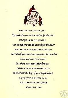 sayings & blessings, prayers | Native American APACHE WEDDING BLESSING ...