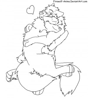 anime wolf lineart. Wolf Hug Lineart by
