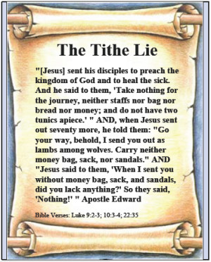 Tithes And Offering Verses Basis of tithe lie. 