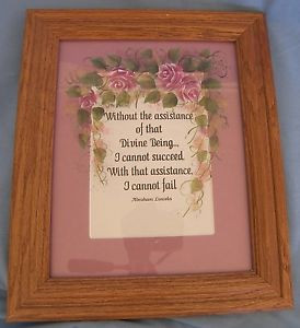 Framed-CALLIGRAPHY-with-ABRAHAM-LINCOLN-QUOTE-with-Hand-Painted-Roses ...