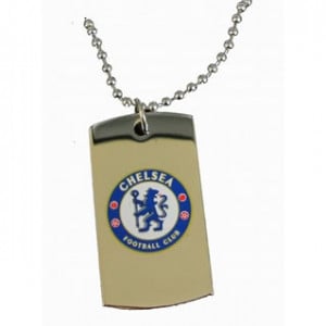chelsea chelsea stainless steel coloured crest dog tag and ball chain
